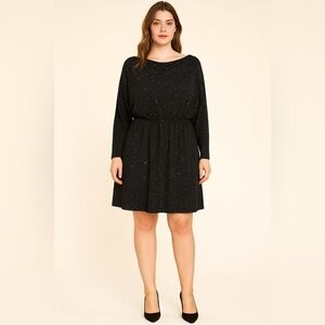Black Sparkle Long Sleeve Dress – Above Knee Party Cocktail Dress